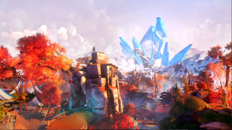 Edge of Memories - A giant crystal formation towers over the landscape.