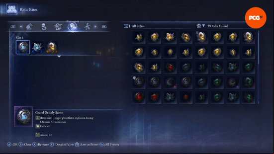 Best Elden Ring Nightreign Revenant build: Relics UI